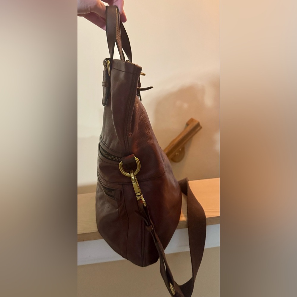 Fossil Brown Leather Crossbody Bag - Picture 6 of 14